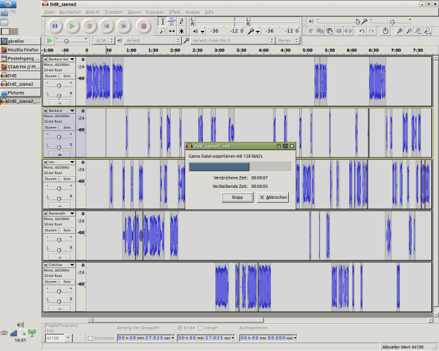 Screenshot von "Audacity": Szene 2 von "Diener der Erkenntnis"